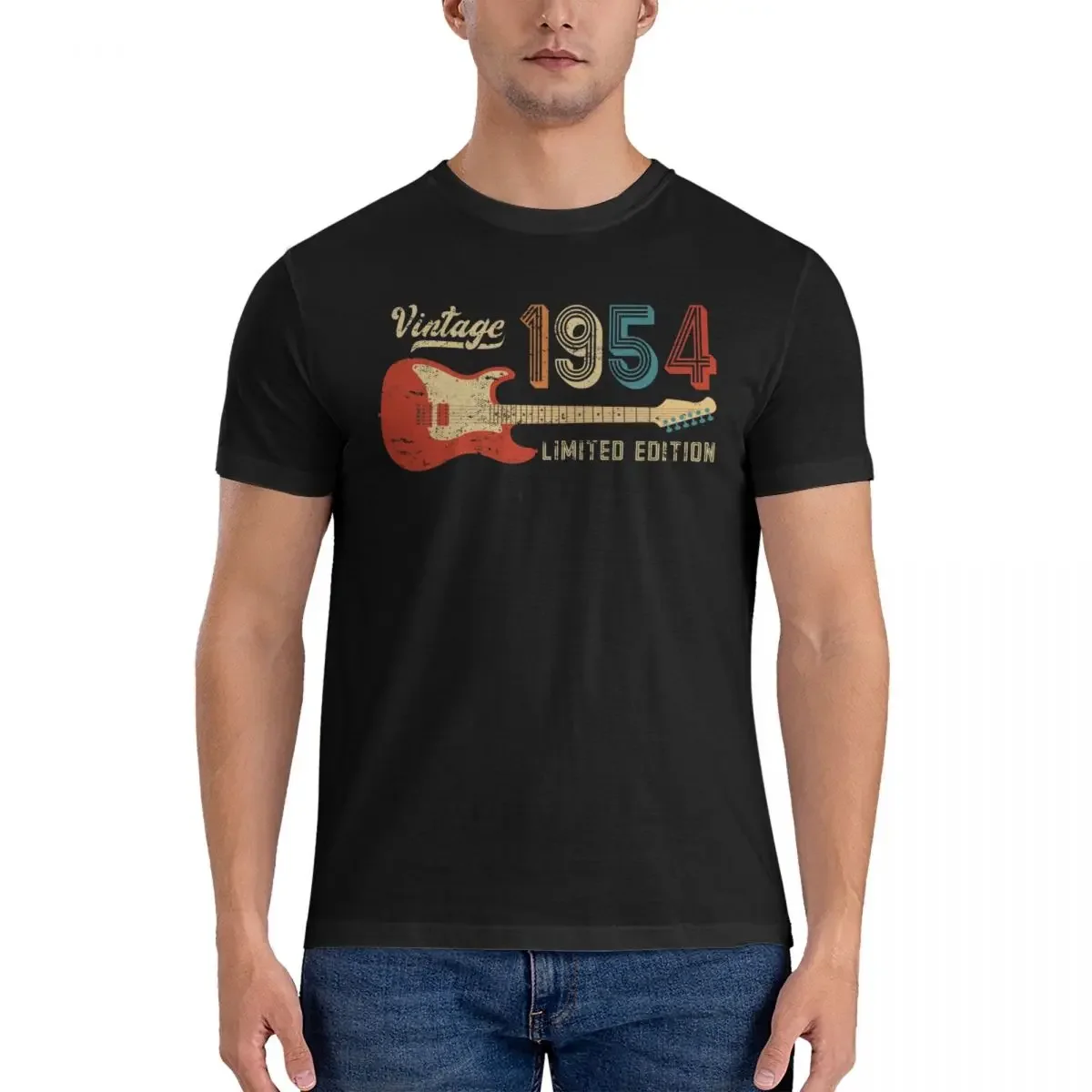 1954 70th Birthday Gifts 70 Year Old Guitar Player Oversized Graphic T Shirt Unique Mens Women Tshirt Short Sleeve Tops