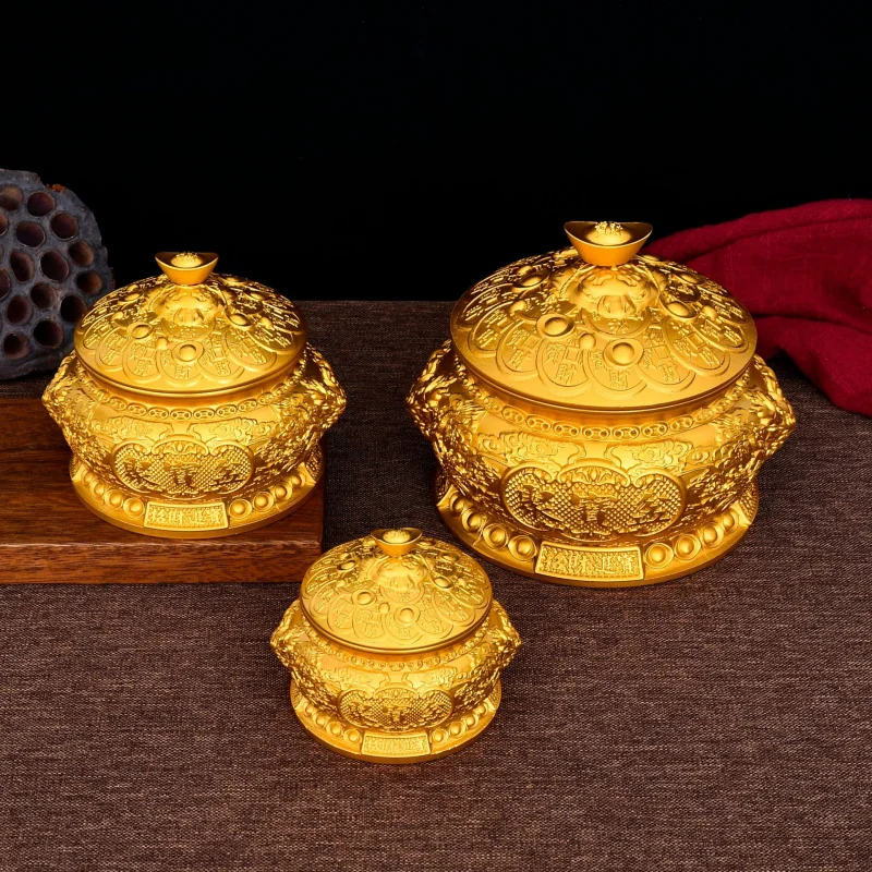 

Медная чаша для сокровищ, латунный кран с крышкой, чаша для сокровищ, новый дом, передвижное открытие, подарочное украшение, орнамент