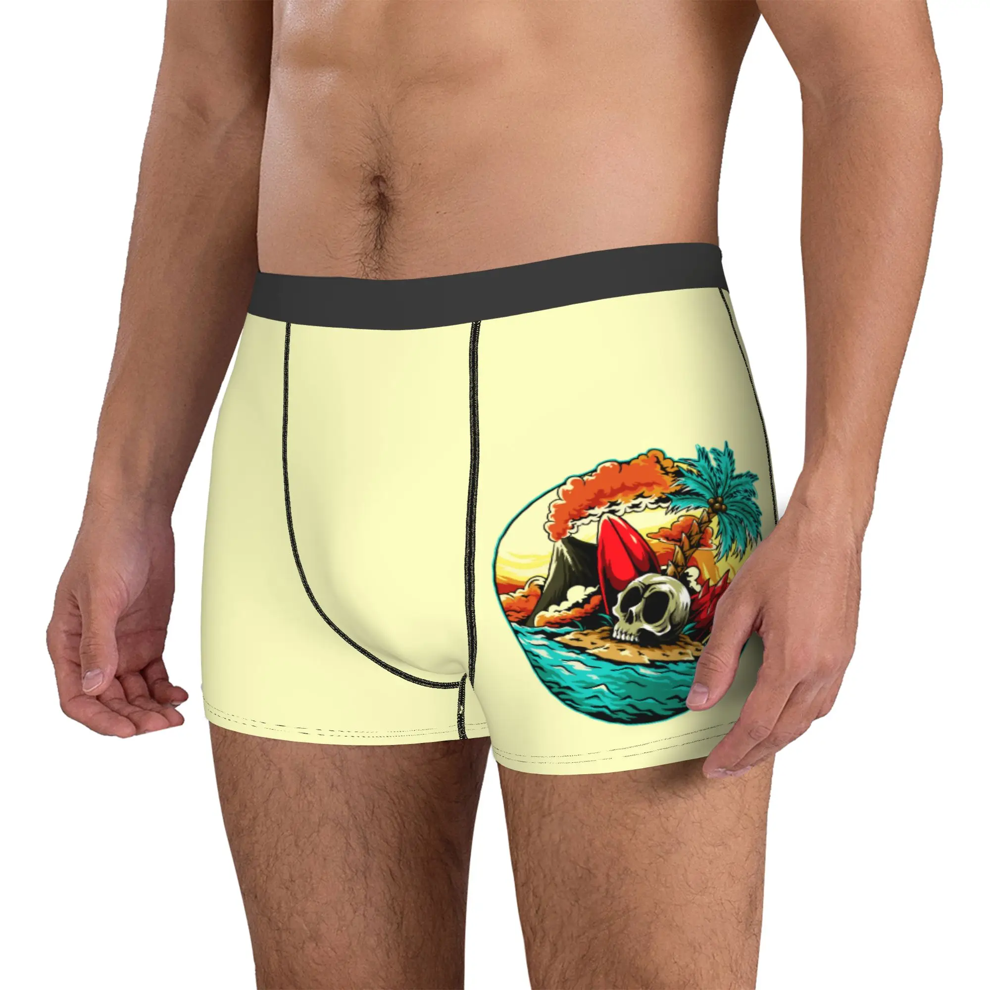 Custom Summer Skull Surfing Boxers Shorts Men Beach Surfer Briefs Underwear Fashion Underpants