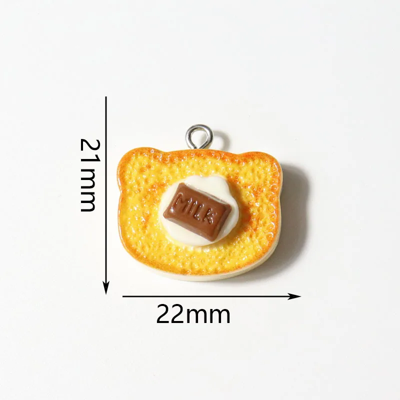 10 Stück Herz-Toast-Brot-Form-Anhänger, Lebensmittel-Anhänger für DIY handgemachte Ohrringe, Halsketten, Armbänder, Schmuckherstellung, Zubehör – Detail 1