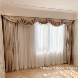 Tende eleganti francesi per soggiorno Luxury Australian Fleece Milk Tea Cortina Shade Shading tende Valance Tulle Home Custom