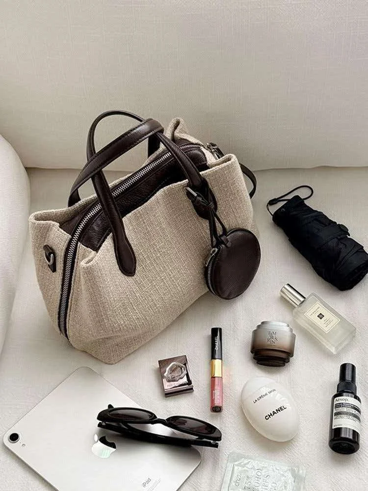 Handheld large capacity multi compartment bag for women, high-end feel, light luxury, niche crossbody bag
