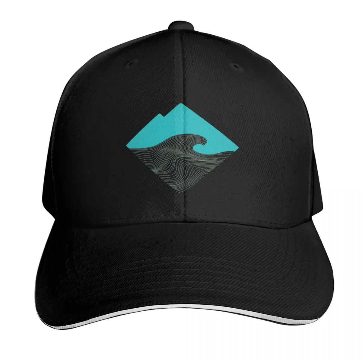 Teal Mountain Wave Baseball Cap Casual Daily Wear Quick Dry Performance Cotton Twill Breathable