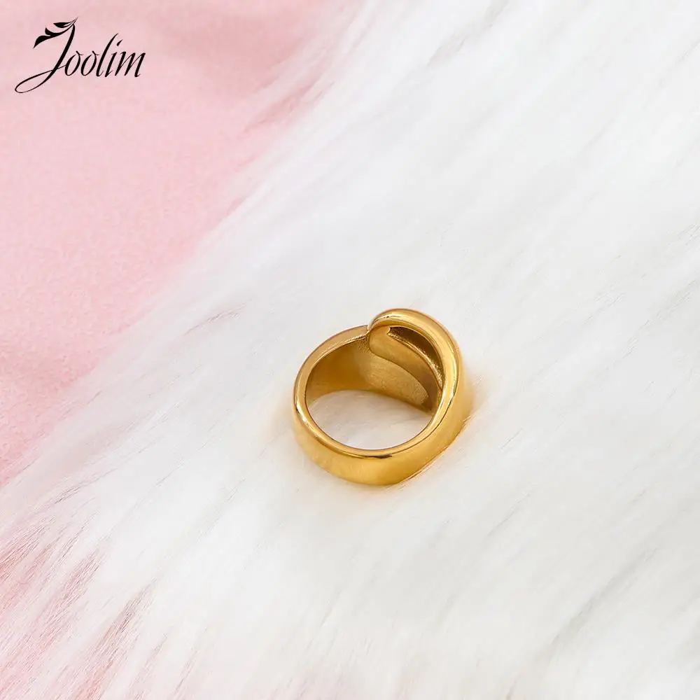 Joolim-anillo de acero inoxidable con forma de cruz ancha para mujer, sortija gruesa sin deslustre, PVD, alta gama, a la moda, venta al por mayor