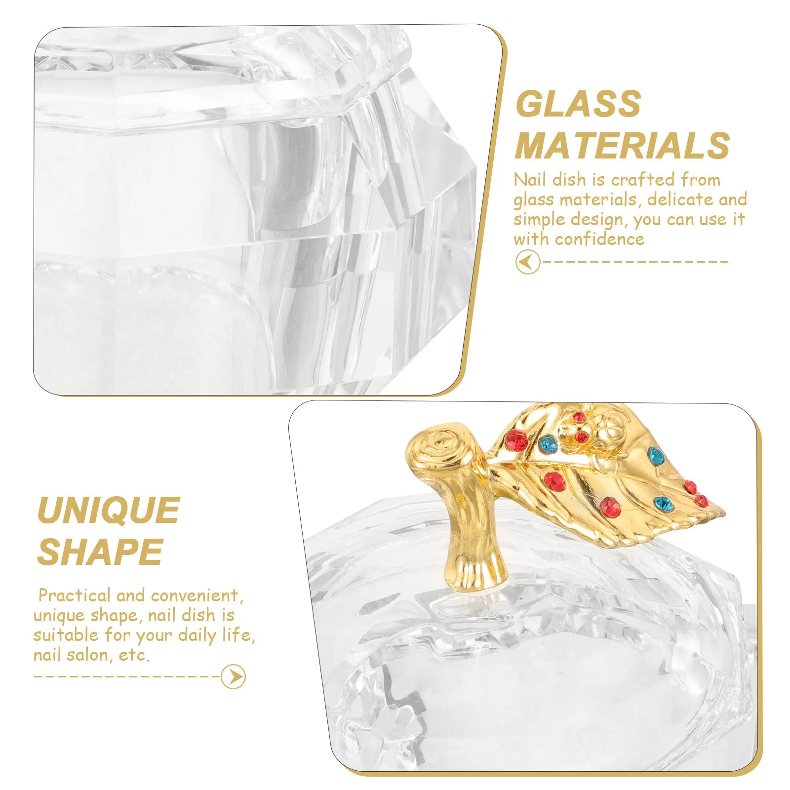 ネイルアート用丸型カップ、アクリルネイル用ダッペンディッシュ、ネイルリキッドホルダー、ネイルパウダーホルダー、アクリルネイル用ガラス皿