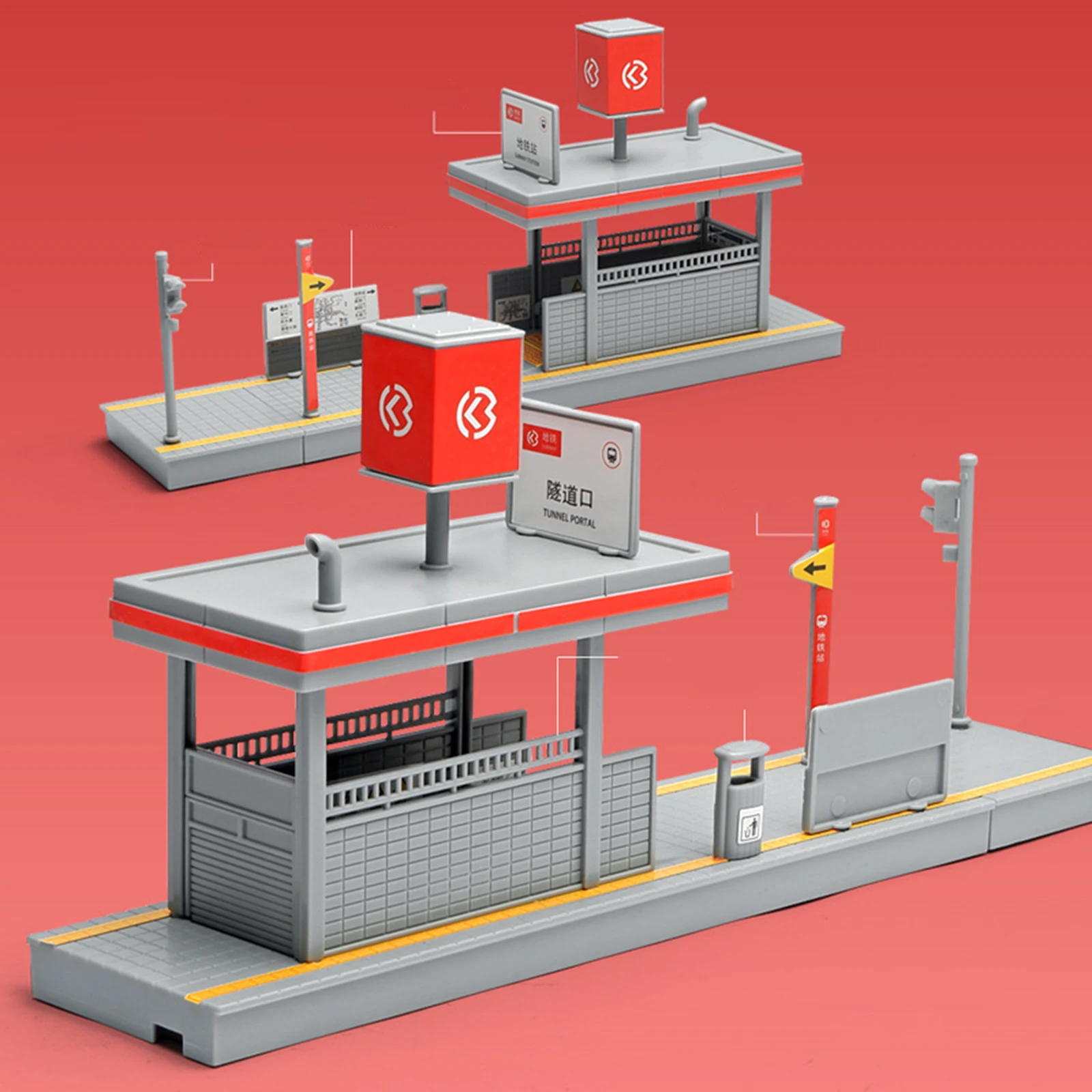 Analyste de construction de maquettes de station de métro, accessoire de scène pour table de sable, micro paysage, décor de chemin de fer, bricolage, 1/64