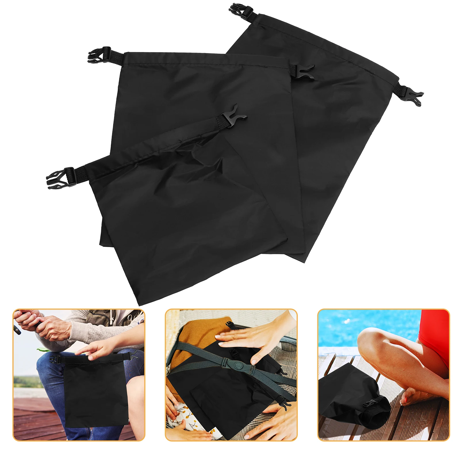

3pcs Waterproof Dry Bag Set 1.5L 2.5L 3.5L Soft Nylon Watertight Closure Kayaking Camping Phone Camera Documents Money Outdoor
