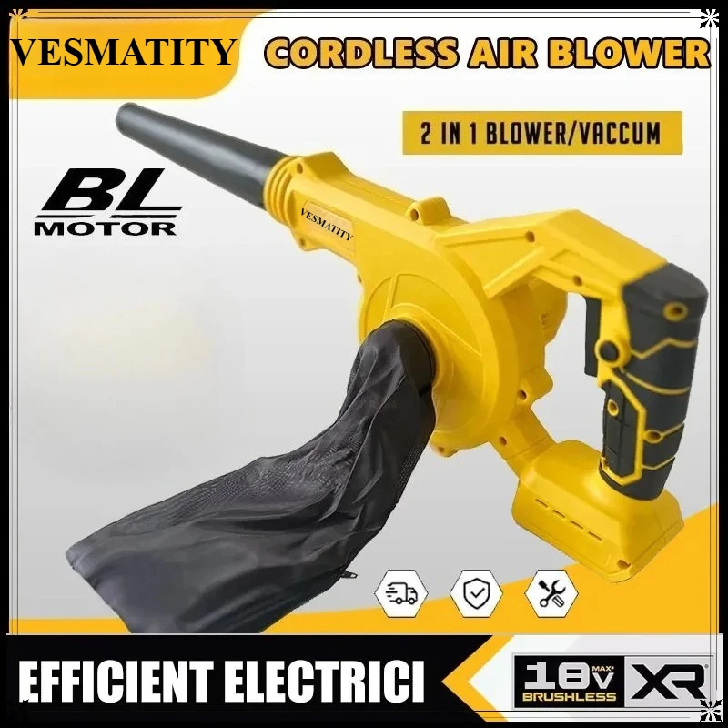 Cordless Leaf Blower Electric Jobsite Air Blower 2-in-1 Handle Electric Blower and Vacuum Cleaner for Dewalt Battery Pin