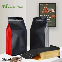 50pcs Smell Proof Aluminium Foil Coffee Bean Powder ZipLock Packaging With Valve 125g 250g 500g 1kg Chocolate Tea Nut Bags