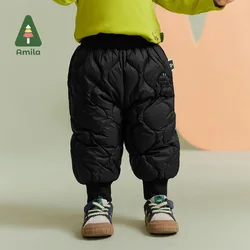 Amila Baby Boy Down Pants 2024 Winter New Multicolour High Waist Slight waterproofing antifouling Oil proof   Baby Clothing