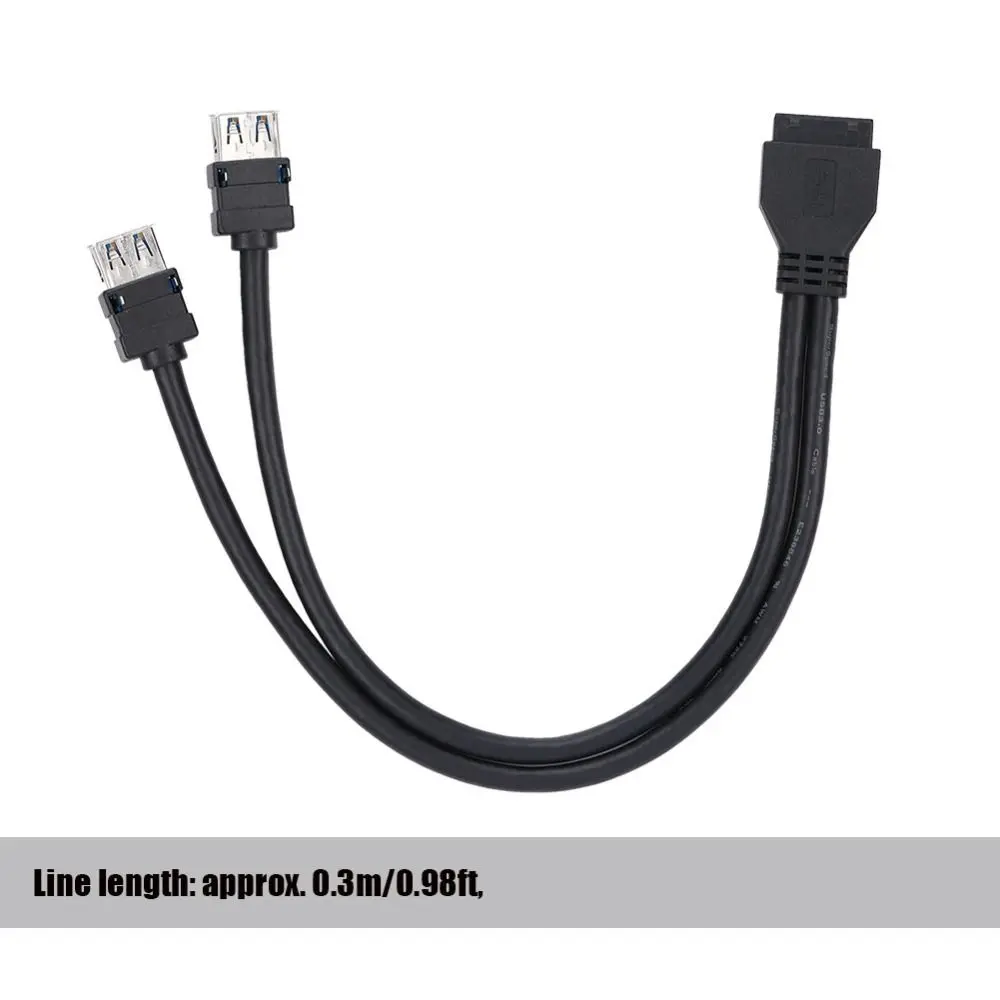 Durable 2 Ports USB 3.0 Front Panel Cable 19/20PIN 0.3 Meters USB 3.0 19/20Pin Cable USB 3.0 Header Splitter Cable Management
