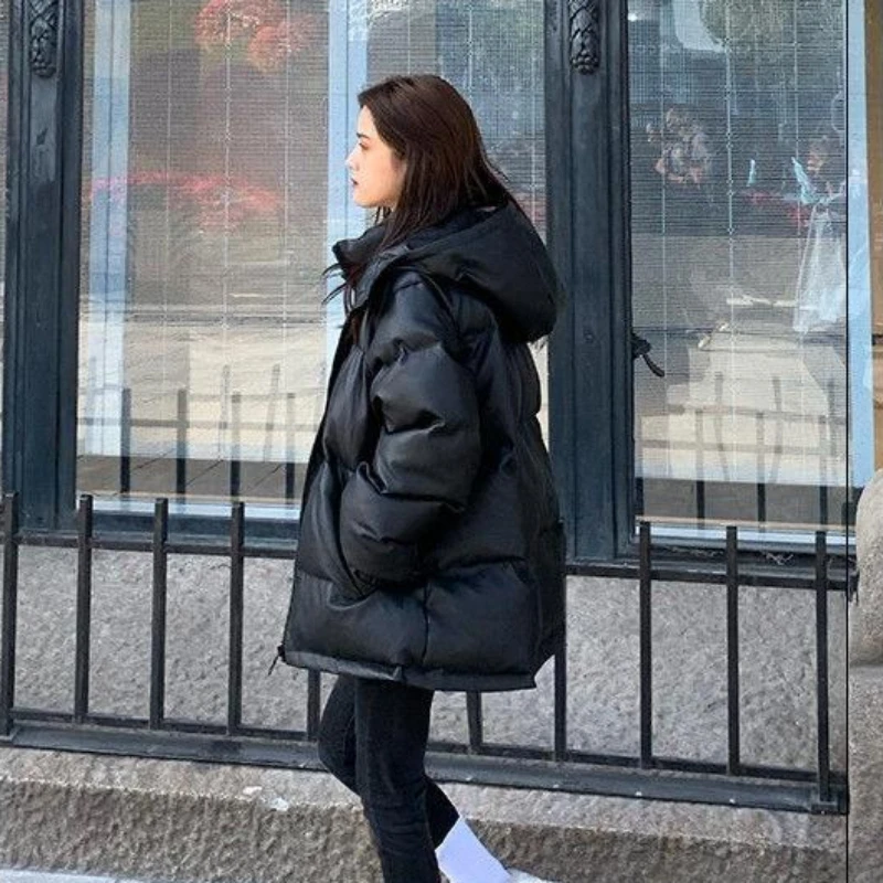 Black Parkas Winter Warm Plus-velvet Streetwear Thicken Pure Simple Overcoats Harajuku Young Leisure All-match Classic Korean