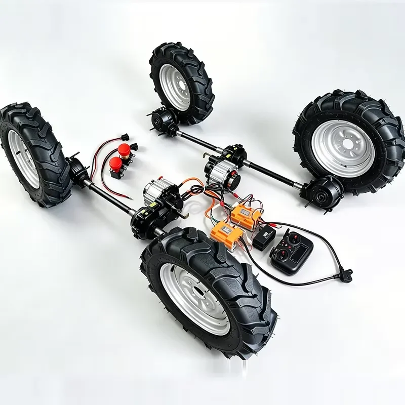 For 1T 48V 1000W Electric Vehicle Front Rear Axle Electromagnetic Brake Off-road RC 4WD Chassis Kit High Power Remote Control