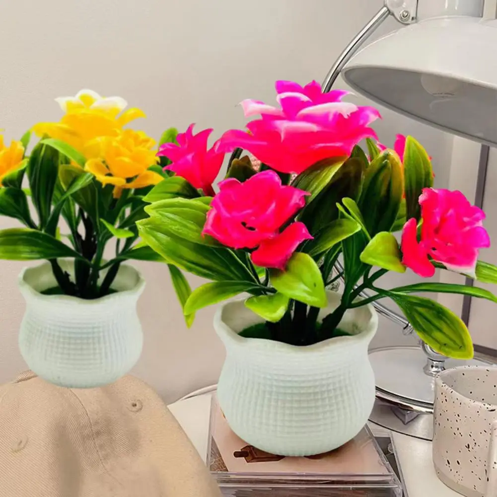 14 * 12 cm Sztuczne rośliny doniczkowe 5 główek Kwiat róży Domowe biuro Stół Centerpiece Ślub Faux Floral Bonsai Dekoracja pulpitu