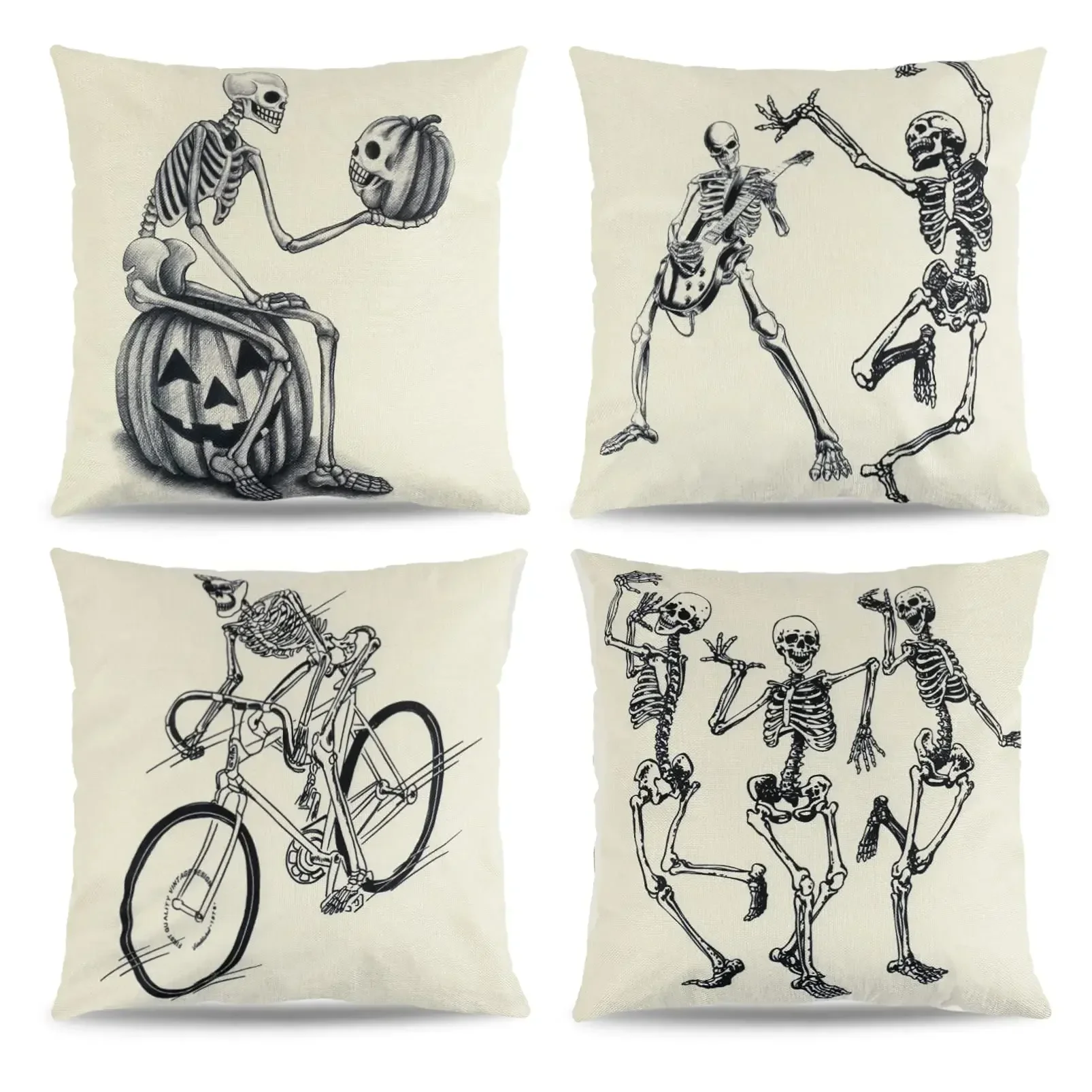 Halloween skull linen pillowcase sofa cushion cover home improvement can be customized for you 40x40 50x50 60x60 45x45