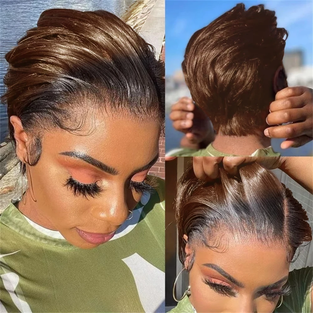 

Человеческие волосы 13x4, короткий боб, кружевной передний парик для женщин, 1BT4, прозрачный фронтальный парик, многослойные волнистые парики с стрижкой пикси