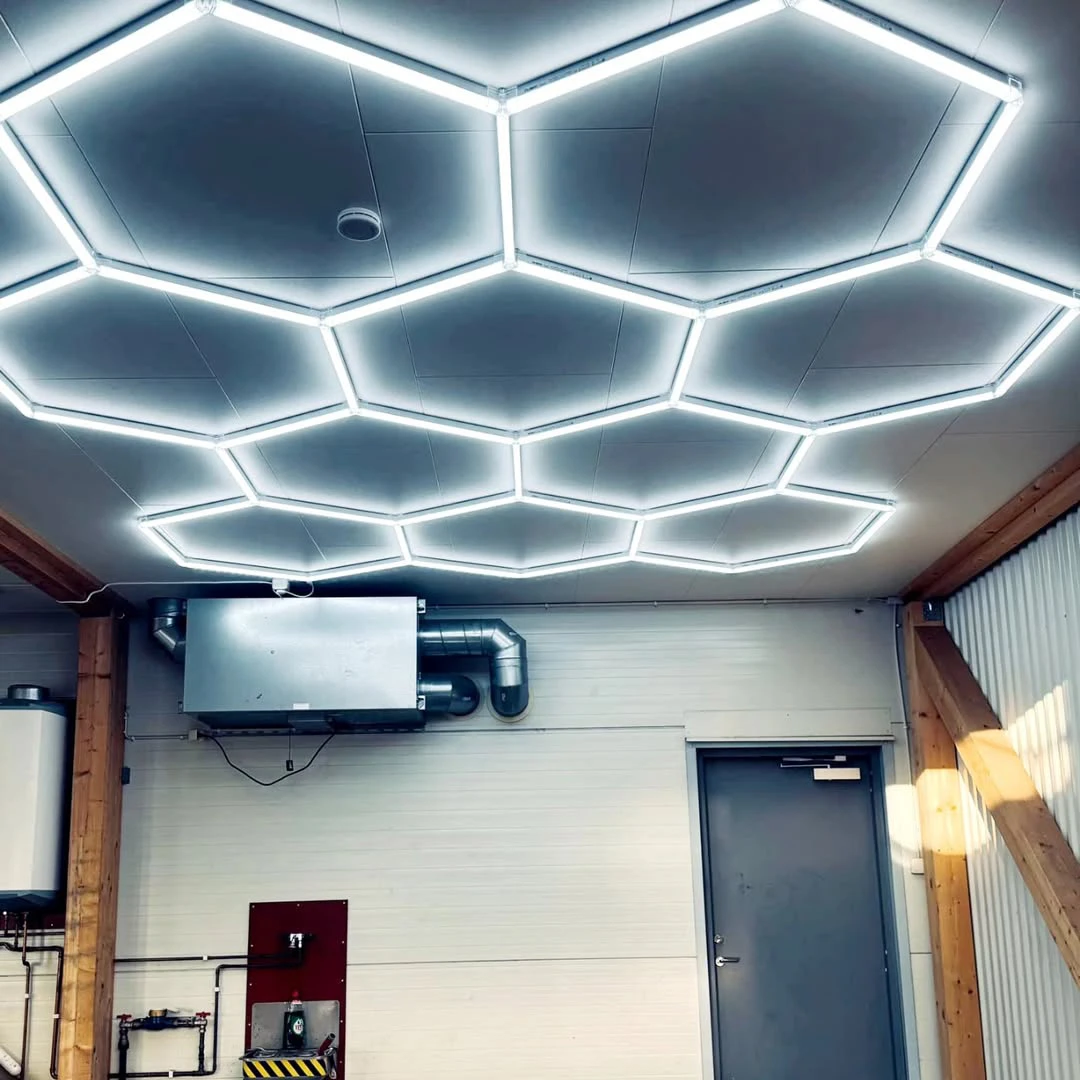 

Hexagon LED Lighting for Garage Barbershop Gym Car Detailing Repaired Workshop led Ceiling Light 110-240V Honeycomb Lamp Tube