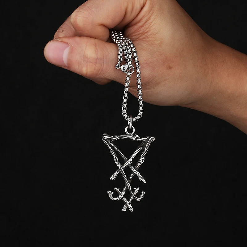 Wholesale Price 316L Stainless Steel Vintage Satan Pendant Necklace Men`s Lucky Fashopn Choker Charm Male Jewelry