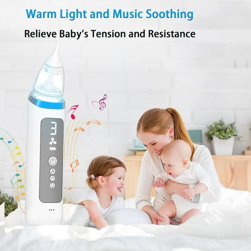 Burun Tıkanıklığını Önleyin Bebek Burun Aspiratörü 3 Seviye Ayarlanabilir Şarj Edilebilir Burun Enayi Beyaz 3 Emme Başlığı ile