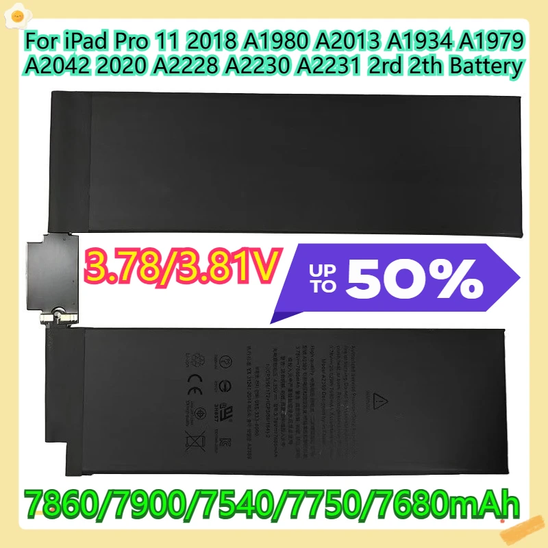 For iPad Pro 11 2018 A1980 A2013 A1934 A1979 A2042 2020 A2228 A2230 A2231 2rd 2th Battery