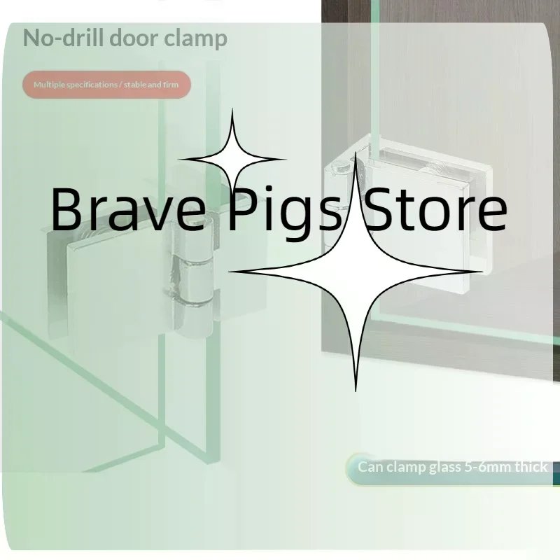 Zinc Alloy Glass Door Hinge No Drilling Required Sturdy Structure Perfect For Cabinet Showcase Wine Rack Glass Doors