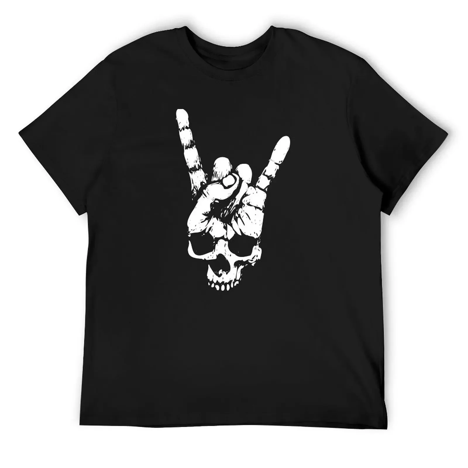 

heavy metal skull with devil horns hand T-Shirt heavyweights summer tops men clothings