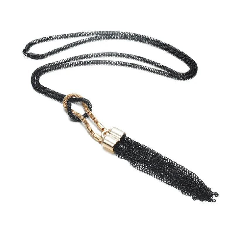 New Arrival Female Pendant Necklace Tassel Long Winter Sweater Chain Necklace Women Necklaces Black Jewelry Wholesale Gift