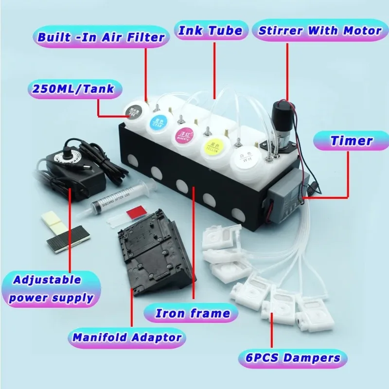 DTF  Printer CISS System White Ink Mixer Timer With Printhead Manifold Dampers Convert To DTF Kit For Epson XP-15000 XP 15000 view 3