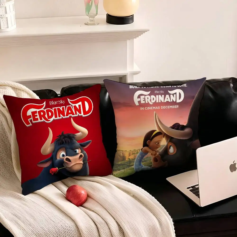1pc Cute Cartoon Ferdinand Pillow Case Fashion Square Pillowcase Bedroom Sofa Room Ins Decoration Leisure