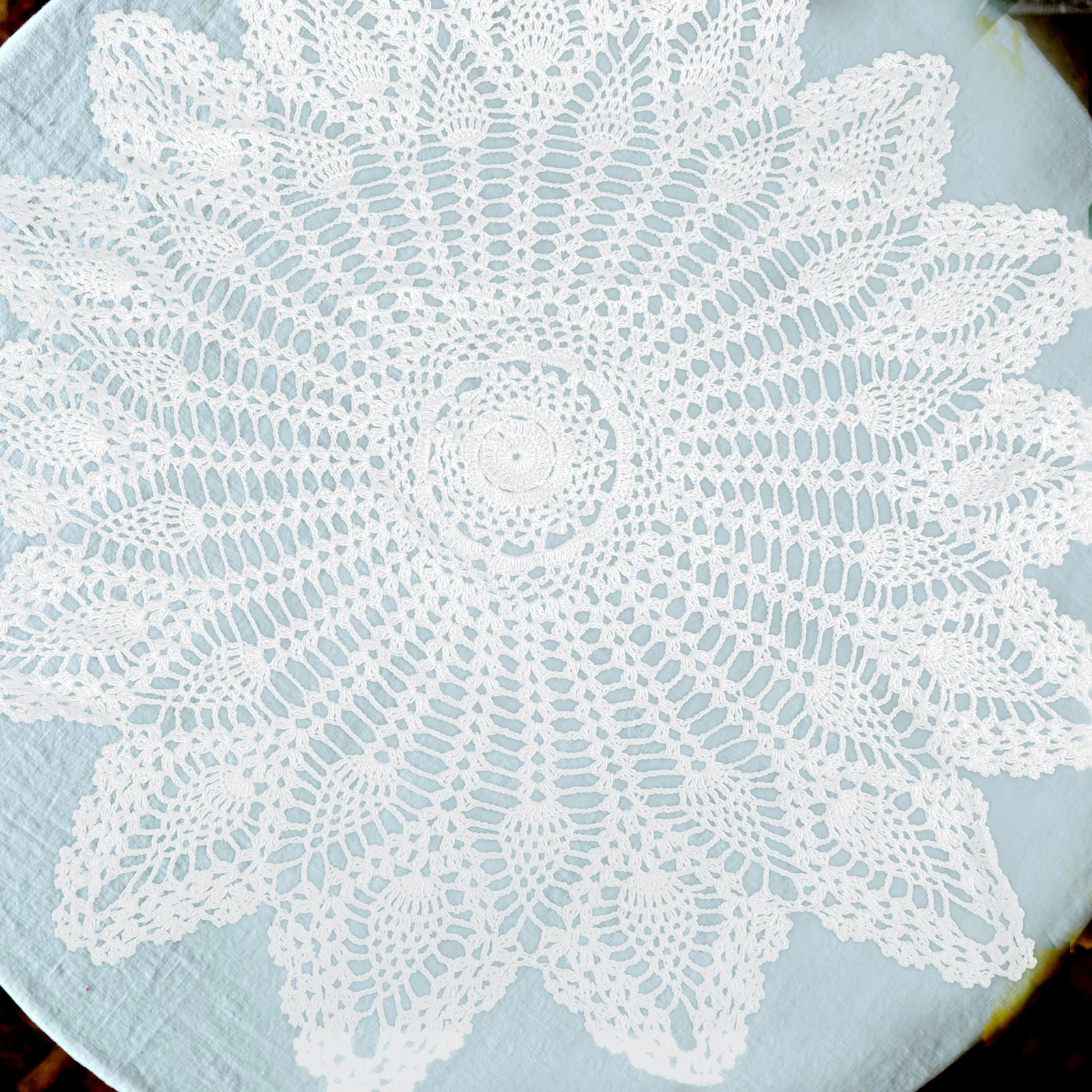 

Chic Delicate Crochet Table Doily Handmade Natural Beautiful for Home Decor Dining Table Crochet Tablecloth Doilies for Crafts