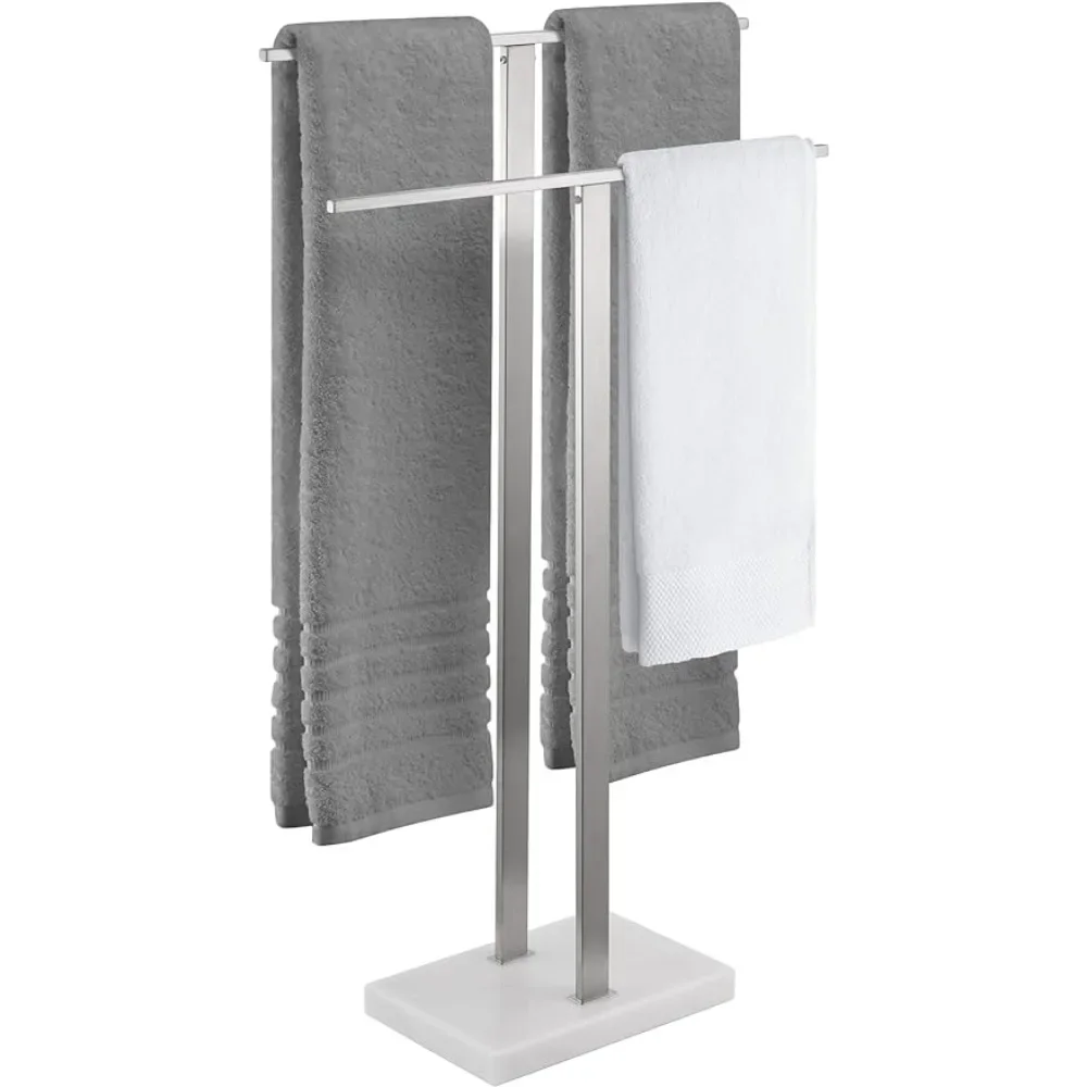 Standing Towel Rack 2-Tier Towel Rack Stand with Marble Base for Bathroom Floor, Upgrade Steady Design, SUS 304 Stainless Steel