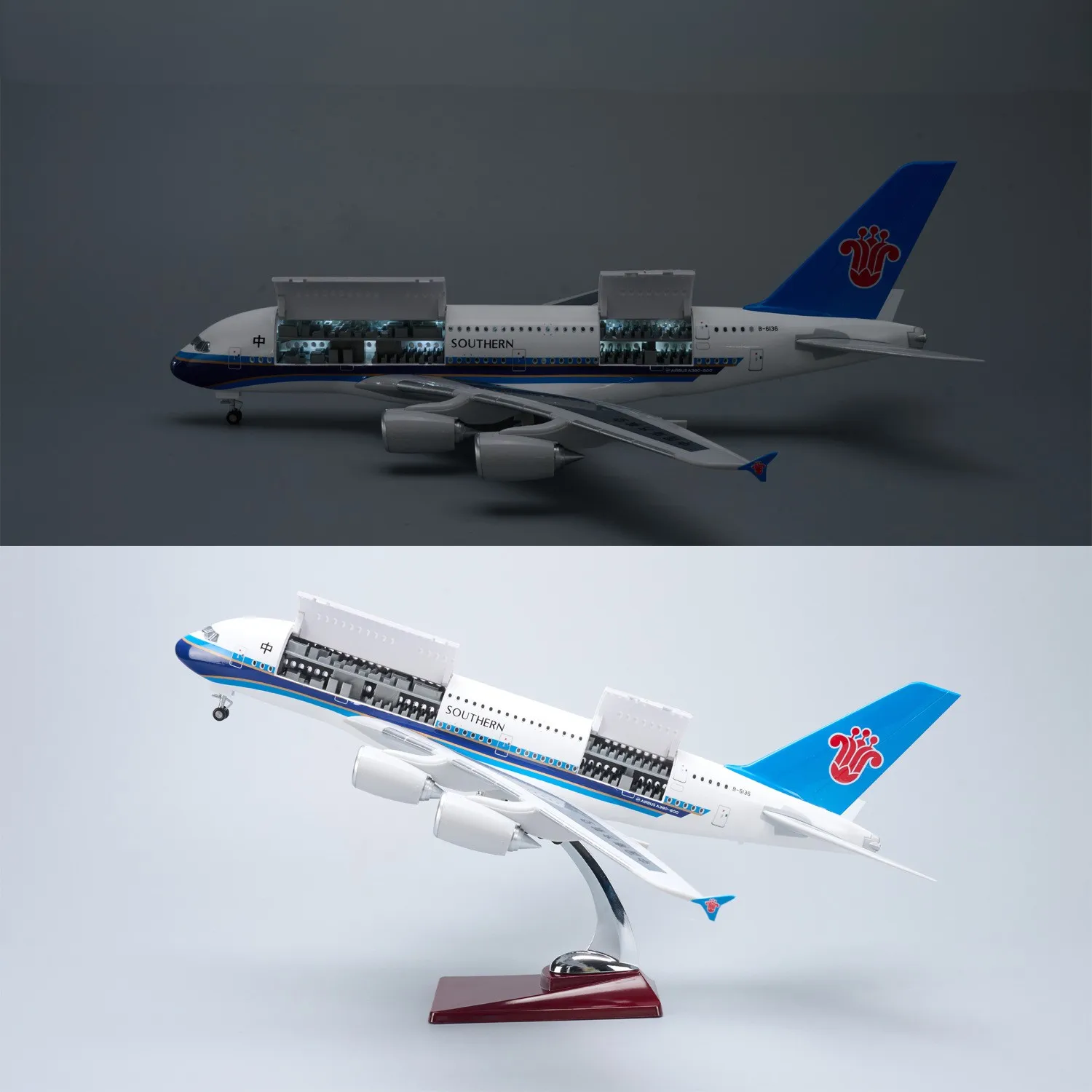 47cm Cabin Door Openable China Southern Airways A380 Airplane Model Kit with Landing Gear Wheel For Aviation Souvenir Gift