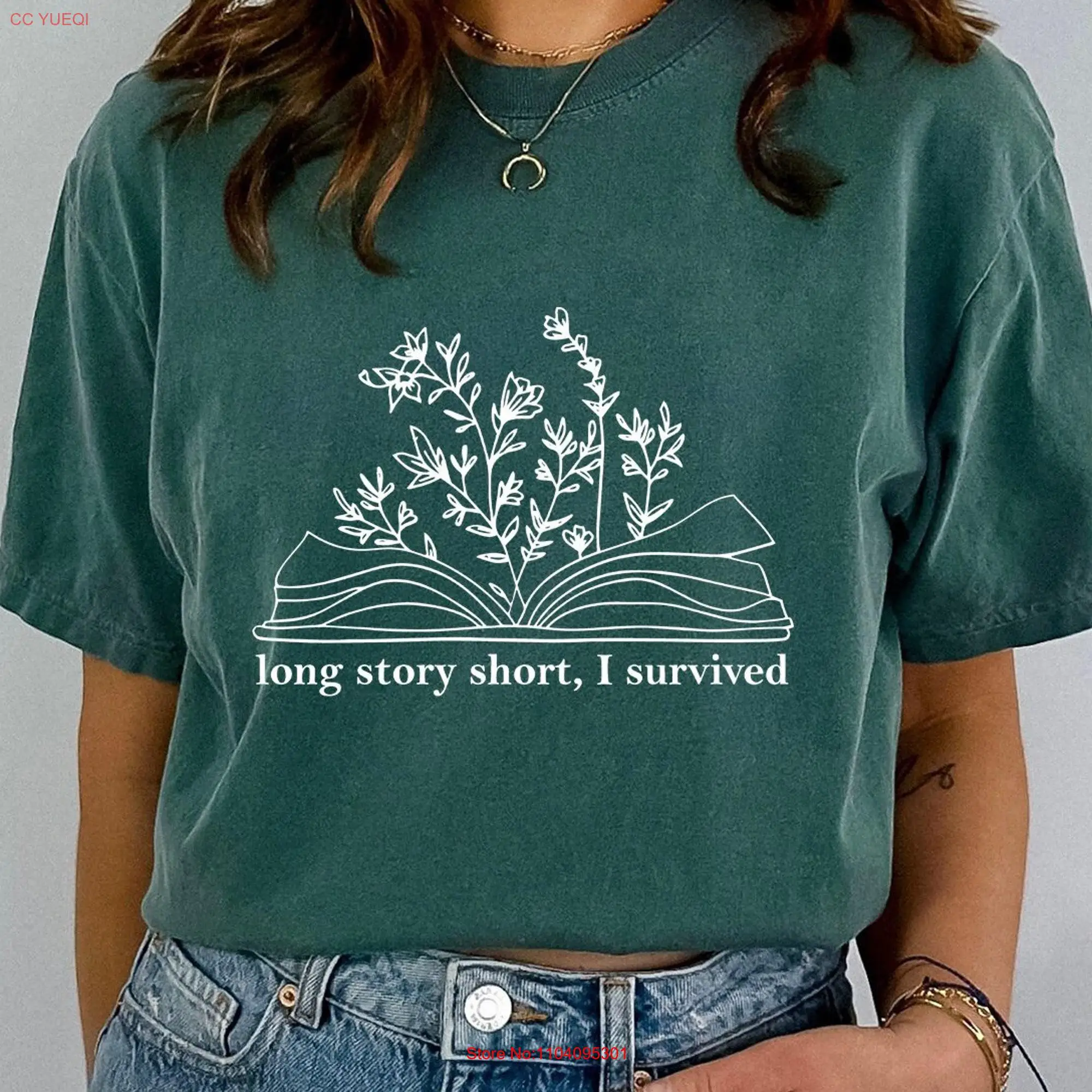 Long Story Short I Survived Comfort Color T Shirt TS Inspired Positivity Swiftie Merch Evermore Floral Book