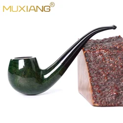 MUXIANG Briar tobacco pipe: one pipe body + two pipe mouthpiece, classic curved handle Holmes wood pipe 9mm flue filter Handmade