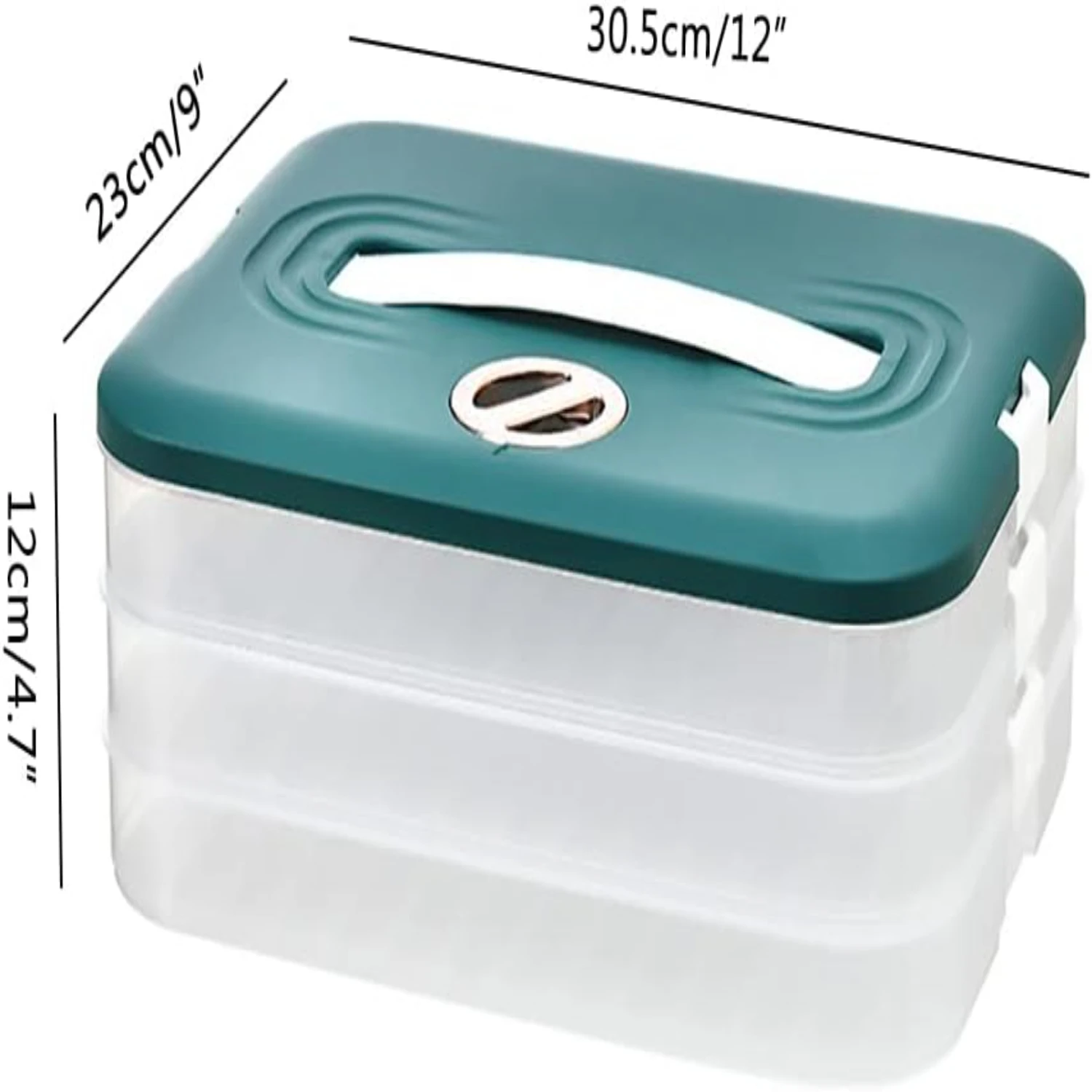 Stackable Refrigerator Food Shelf Dumpling Box with Lid, 3 Layered Plastic Bins Tray Container for Vegetables, Fruits, Snacks, a