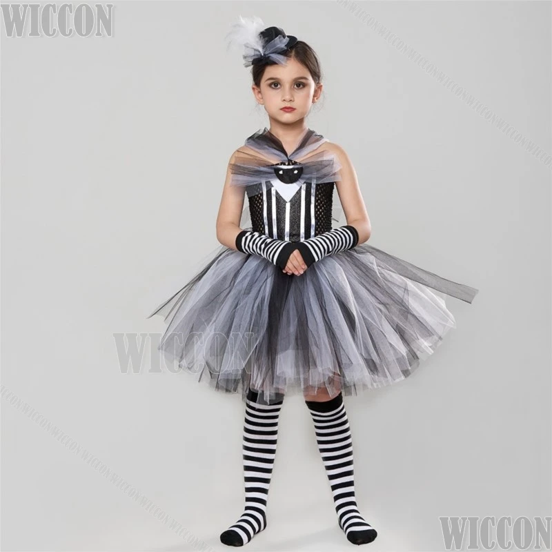 Kids Girls Jack Skellington Halloween Cosplay Costumes Girl Nightmare Clothes Suit Kid Sally Witch Cosplay Fancy Cosplay Clothes