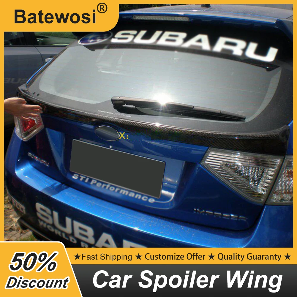 

For Subaru Impreza WRX STI Hatchback 10th Rear Middle Trunk Lid Car Spoiler Wing FRP Carbon Material Exterior Accessories