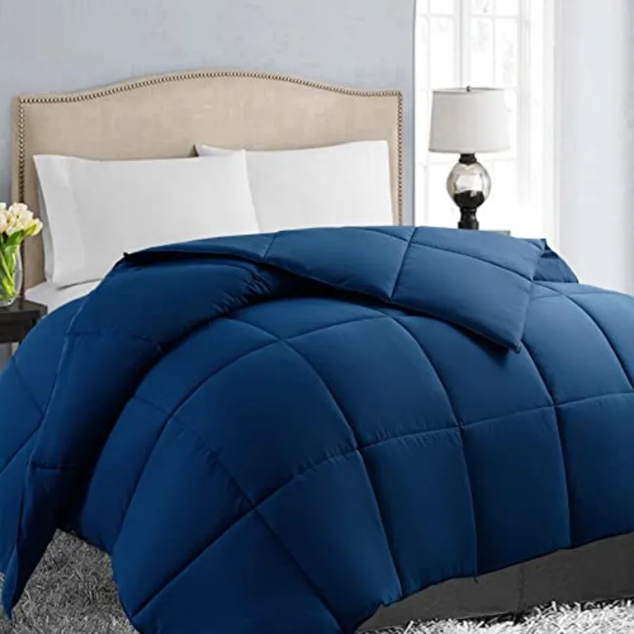 

Size Down Alternative Comforter - Quilted Duvet Insert for All Seasons, Soft Lightweight with Corner Tabs, Summer Winter Warm B