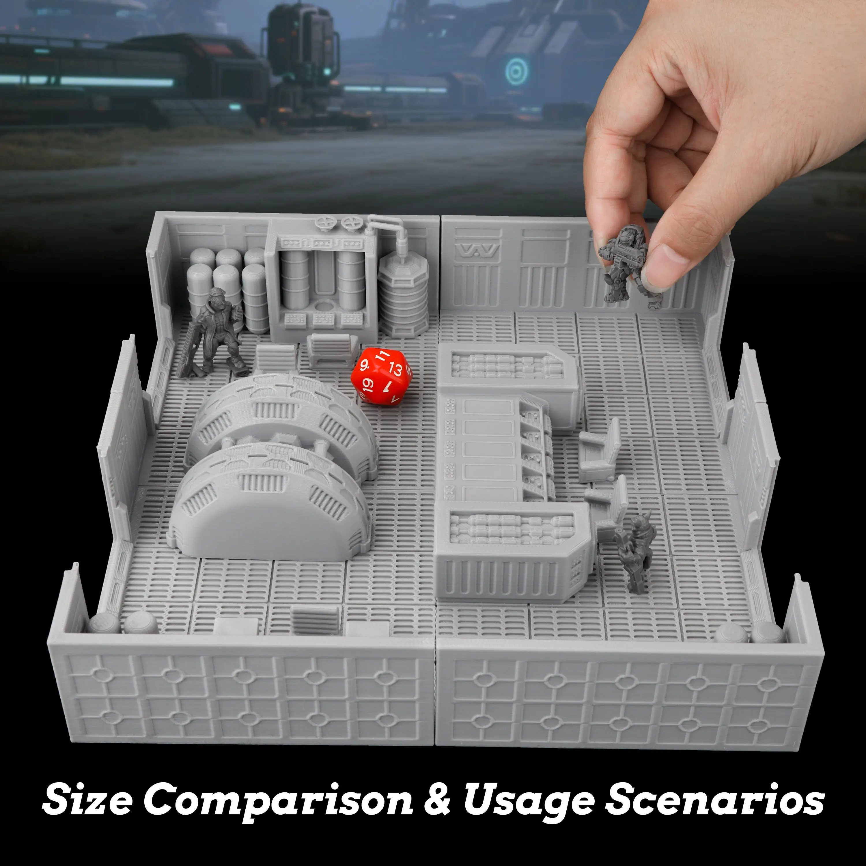 Sci-Fi Corridor Miniature Terrain - Grey RPG Terrain for Futuristic RPG Adventures, Compatible with Tabletop Games, Collection