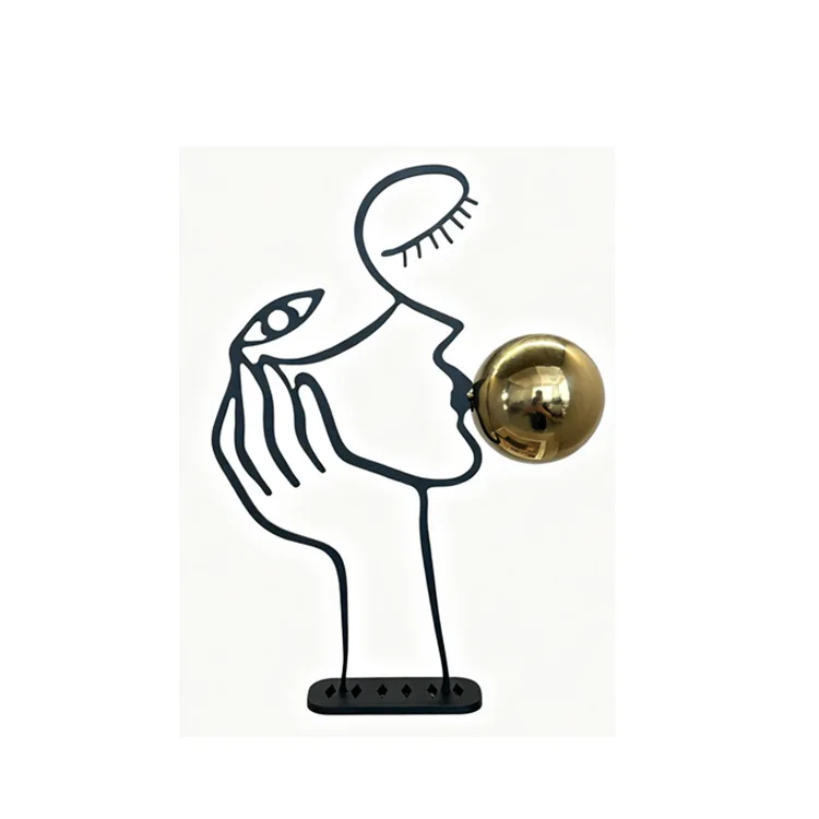 Nordic Creative Cheek Profile Character Art, Metal Ornament