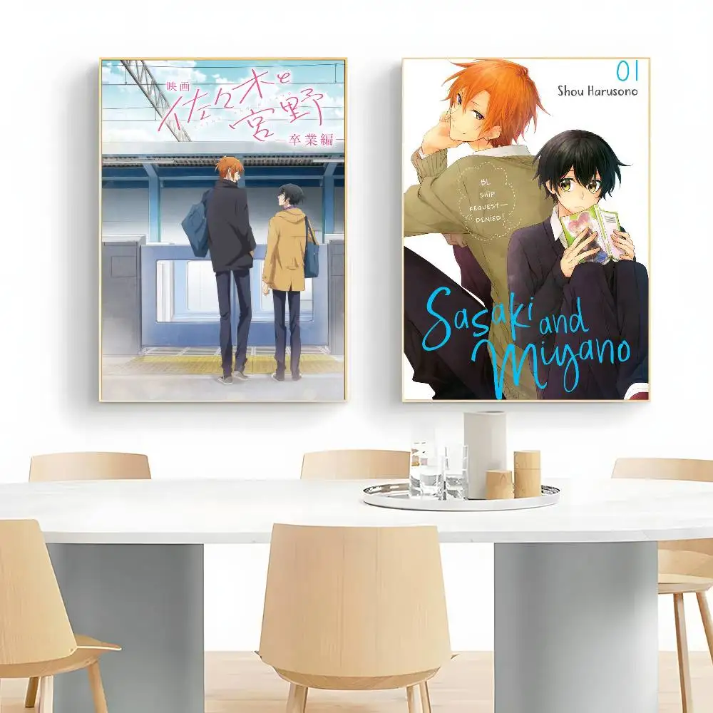 Anime s-sasaki e miyano cartaz hd arte parede pegajosa à prova dwaterproof água casa sala de estar quarto barra decoração estética