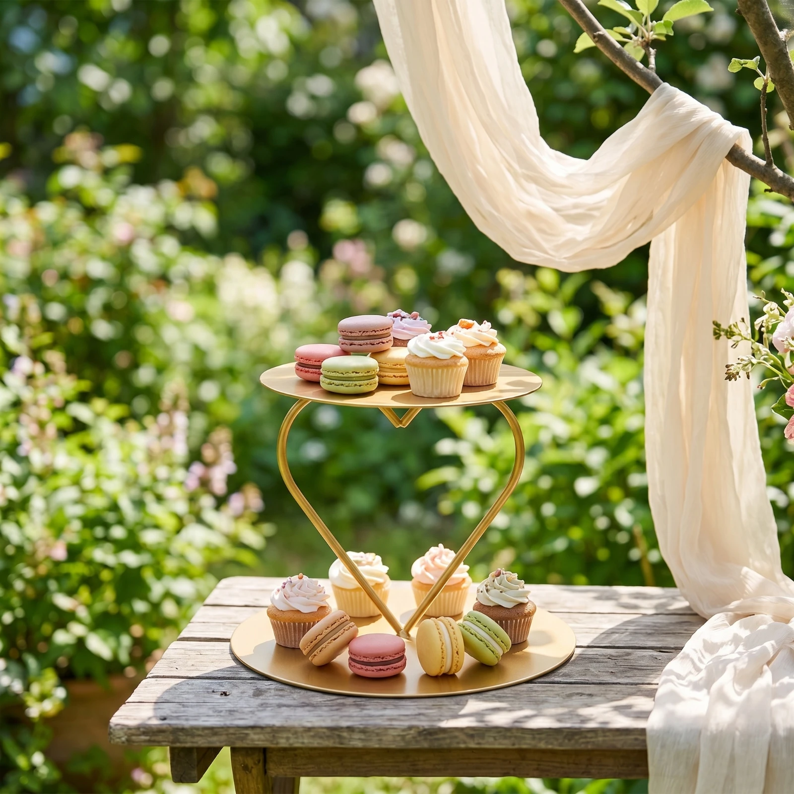 Cake Stand with Heart Frame Detachable Two-Tier Dessert Display Stand Reusable Easy to Disassemble for Party Hosts, Parties