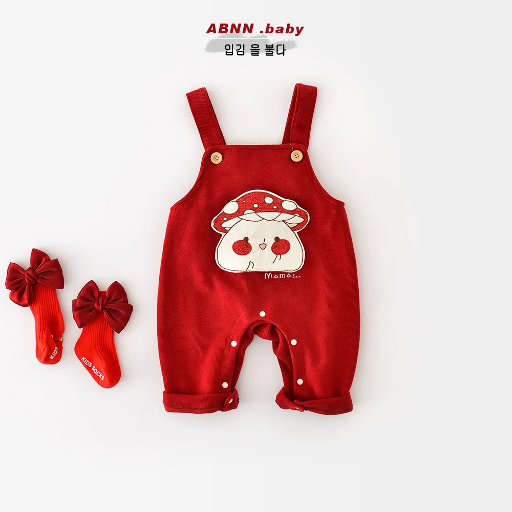 

Baby Romper Autumn Children's New Foreign Style Small Mushroom Overalls Baby Jumpsuit Infant Clothes