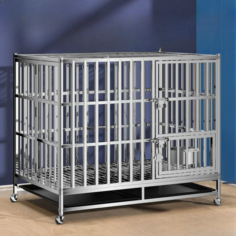 Stainless steel dog cage for large dogs Small folding square tube Golden Retriever pet