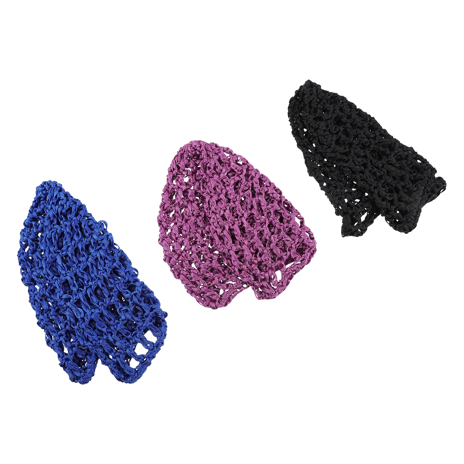 

3pcs Crocheted Hair Nets Hook Knit Mesh Hat For Women Stretchable Sleep Cap Long Braid Curly Hair Comfortable Wear