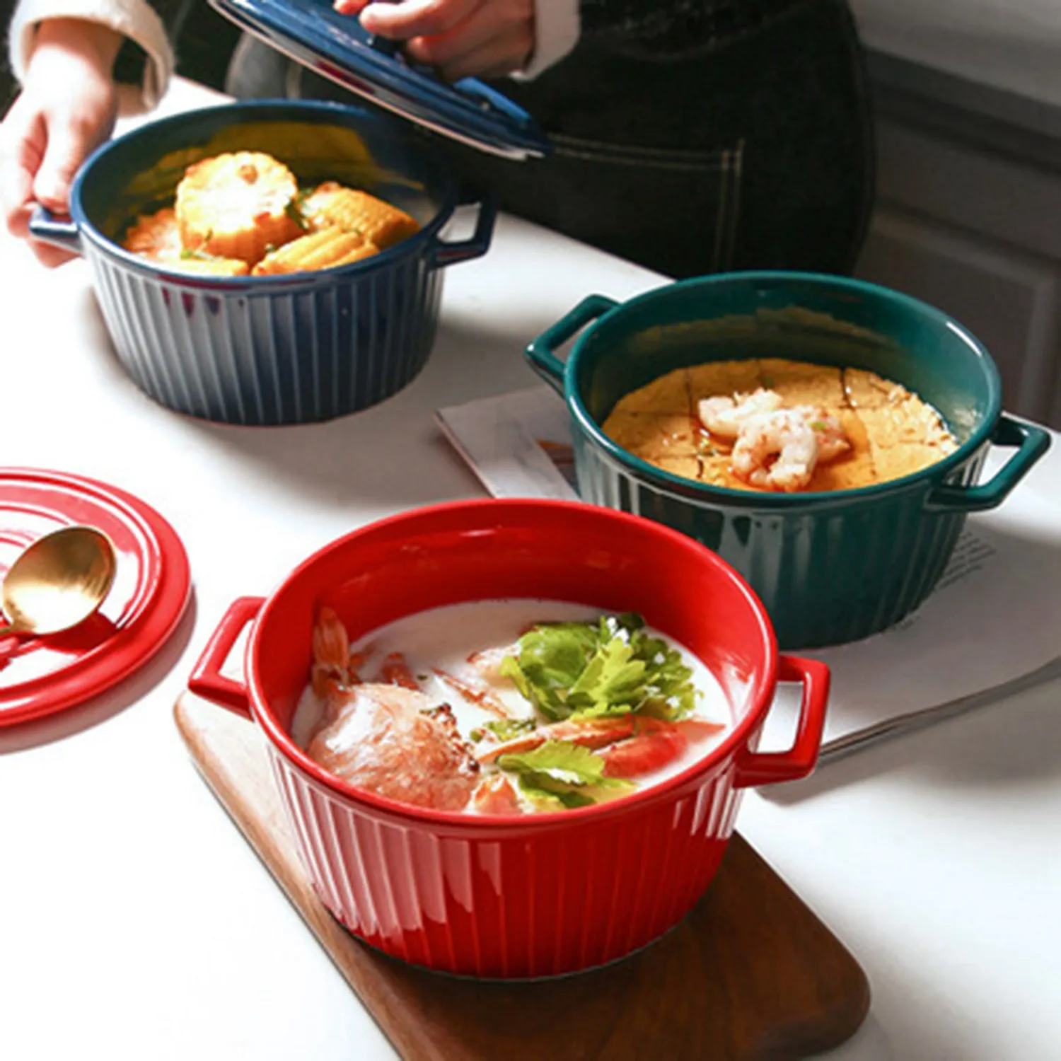 

Casserole With Lid, 1600Ml Bakeware Soup Bowl