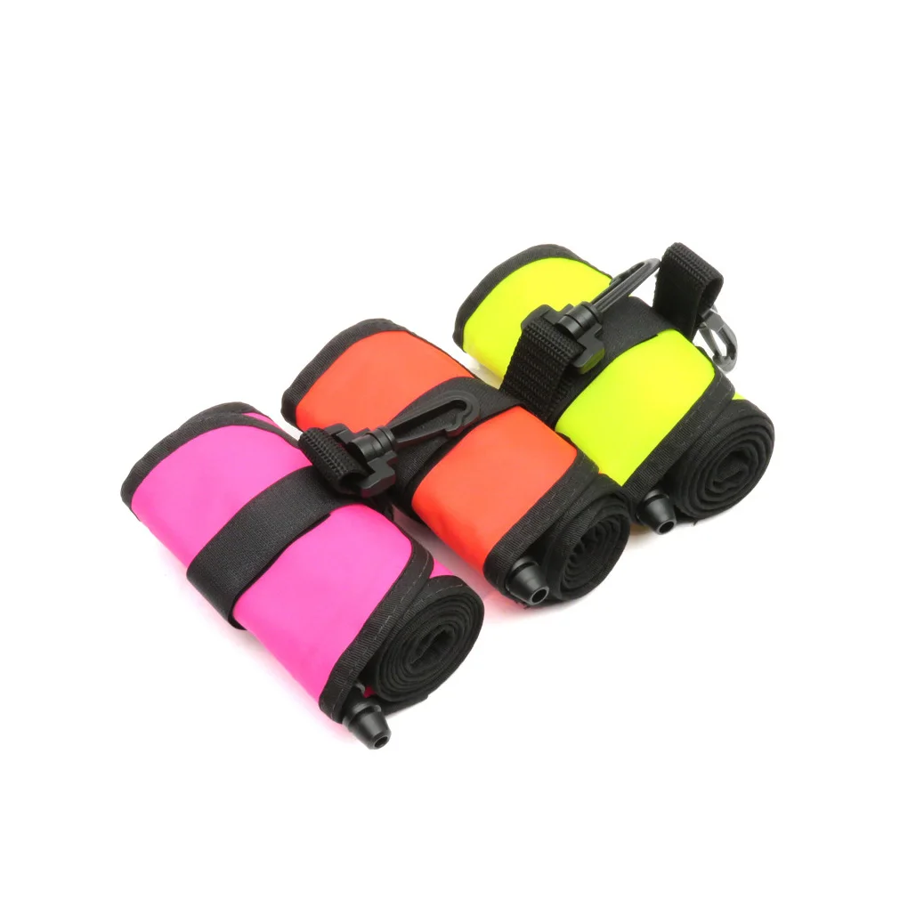 Scuba Diving Surface Marker Nylon TPU Explosion-proof Buoy Signal Tube Snorkeling Water Sausage Gear  Fluorescent Red