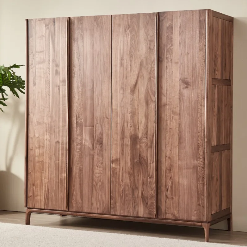 

Modern minimalist all-solid wood bedroom large wardrobe swing door Japanese style locker