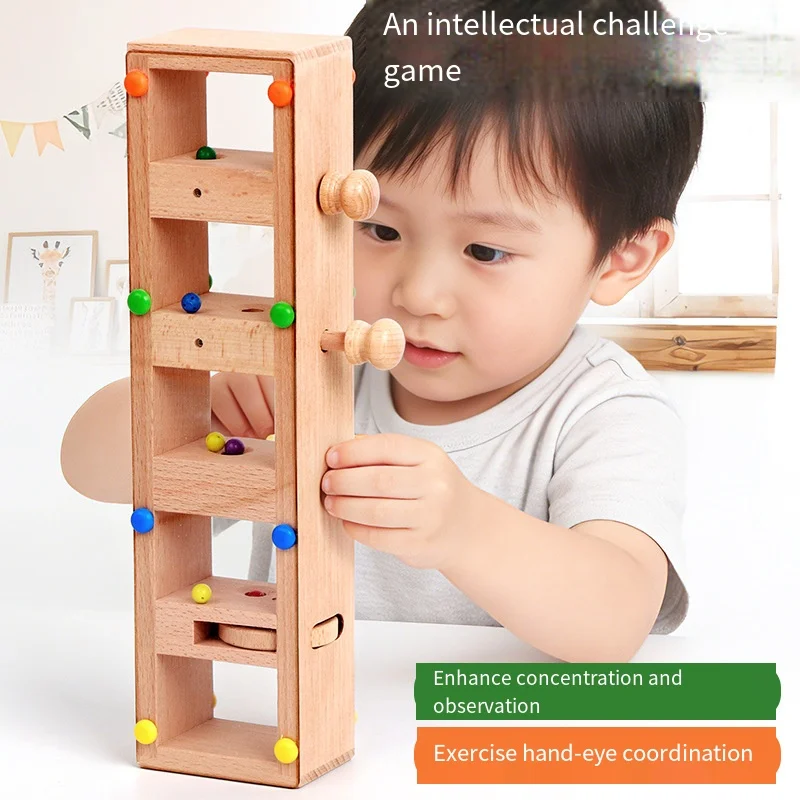 Montessori Educational Toddler Toy, Push & Slide Button Brain Teaser Game, Hands-On Learning Puzzle for Kids Early Development