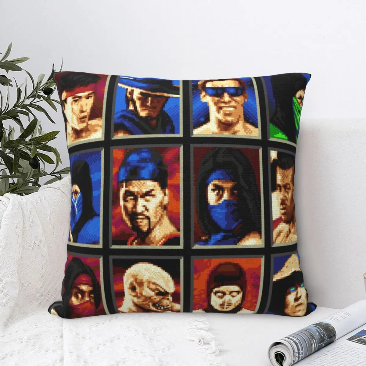 Mortal Kombat II Genesis Character Select 16 Bit Retro Gamer Square Pillowcases Home Cushion Cover Cute Decor Pillow Cover